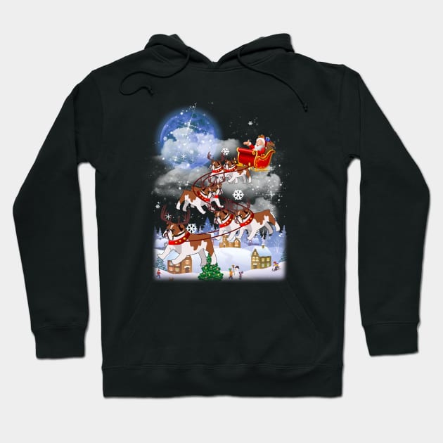 Santa Clause Drives Bulldog Reindeer Sleigh Hoodie by TeeAbe